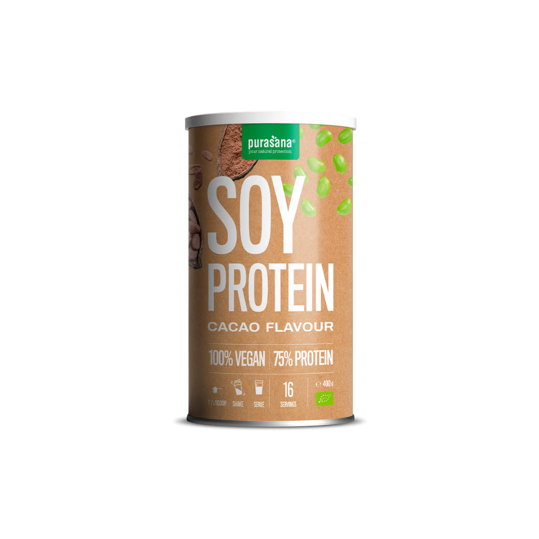 Protéines véganes bio de soja 75% saveur cacao 400g - PURASANA