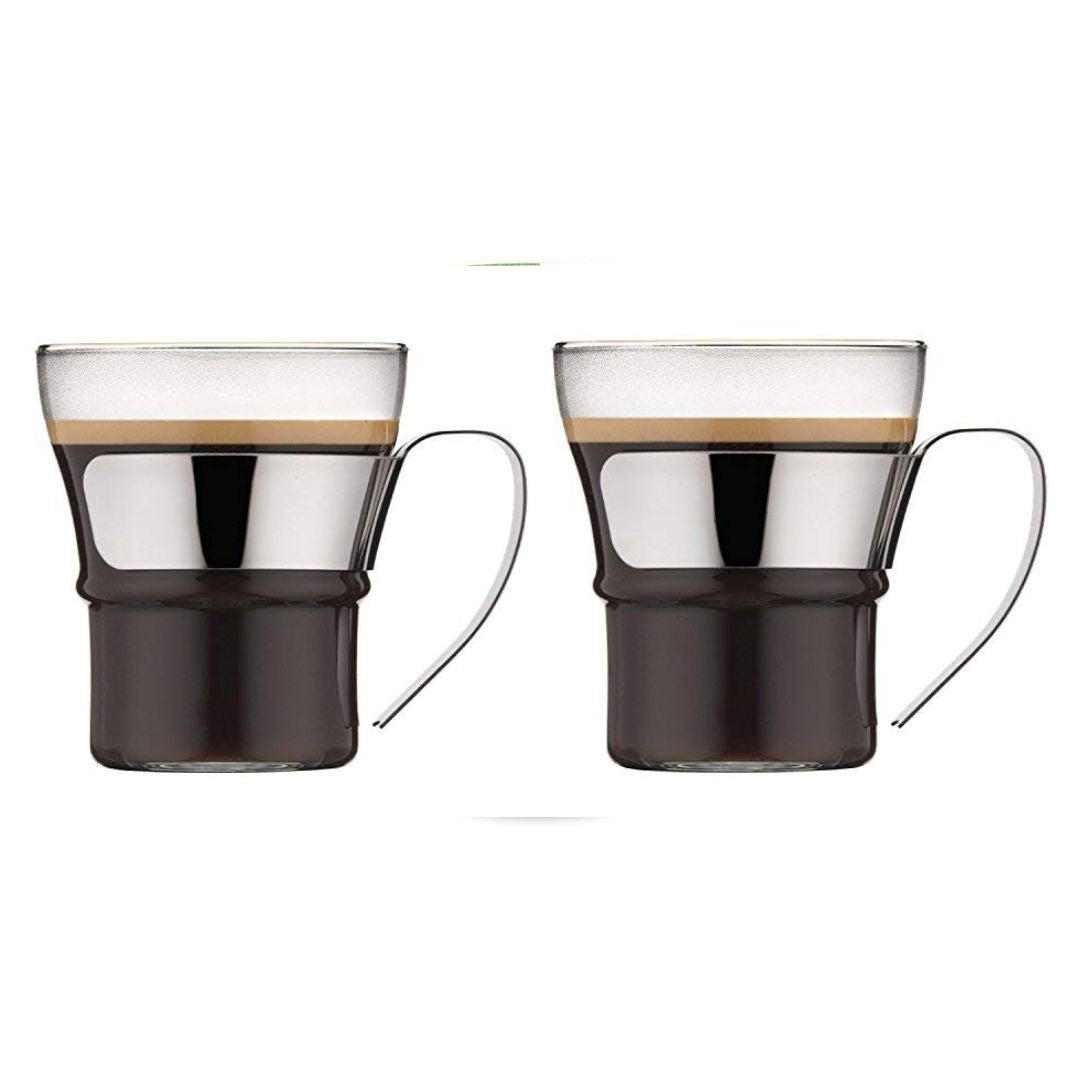 Assam Set de 2 Verres à Thé avec Anse en Inox Brillant 300ml - BODUM