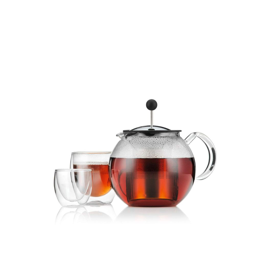 Assam Théière à Piston 1.5L + 2 Verres Double Paroi 250ML - BODUM