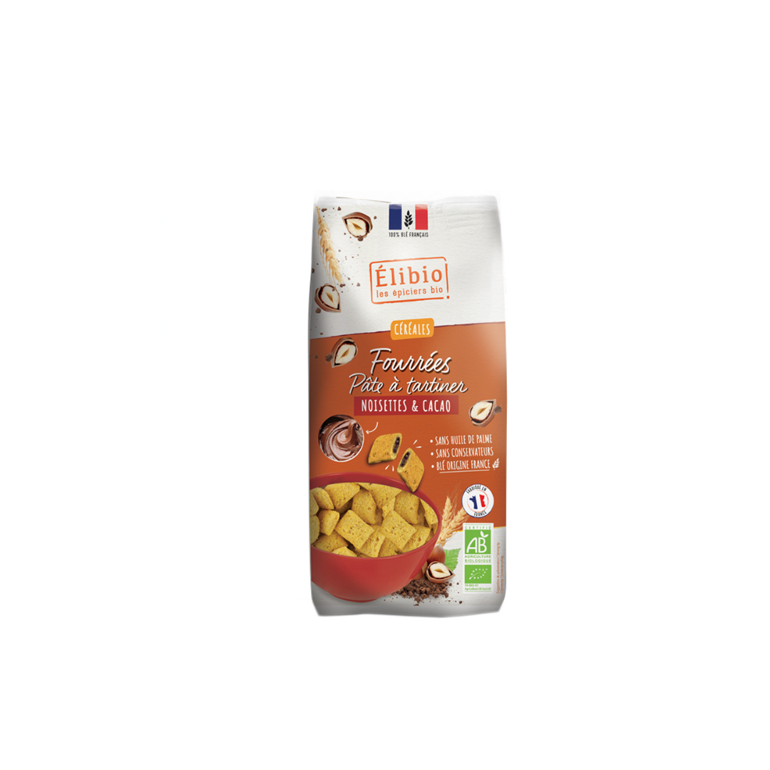 Céréales Fourrées Noisette et Cacao 375g - ELIBIO