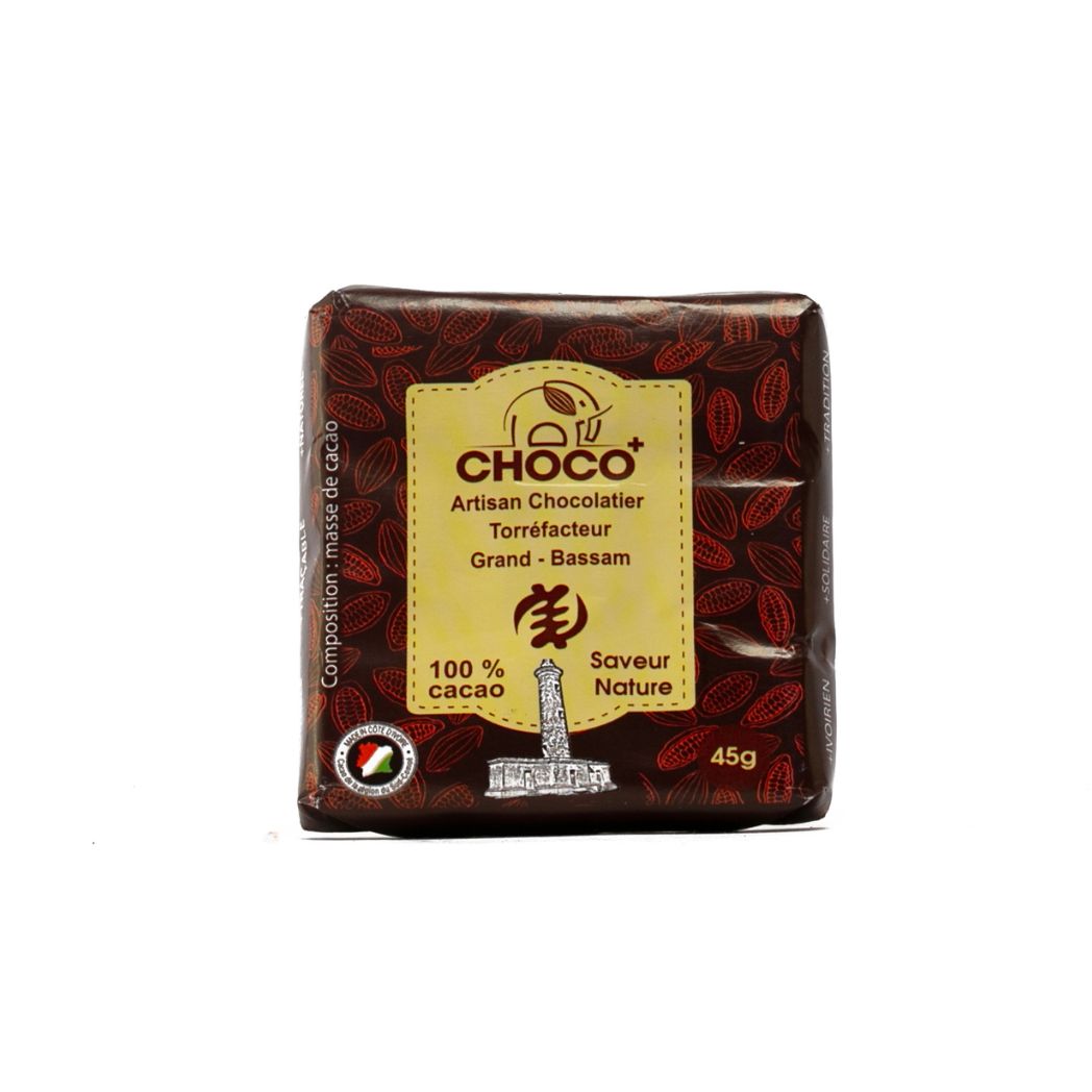 Chocolat Noir 100% Cacao Zéro Sucre 45g - CHOCO+