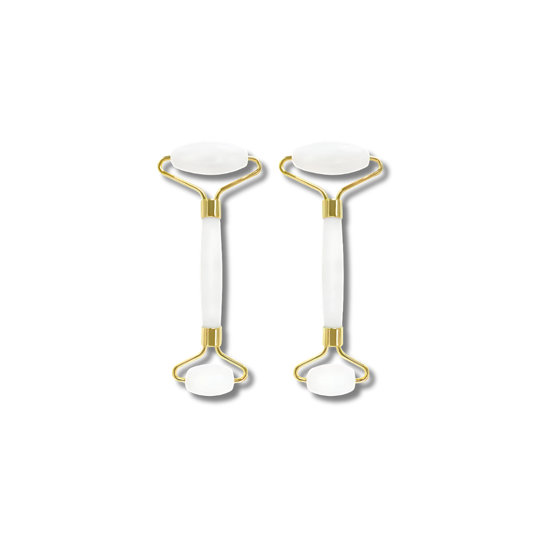 Set de 2 Masseurs Visage en Pierre de Jade Blanc