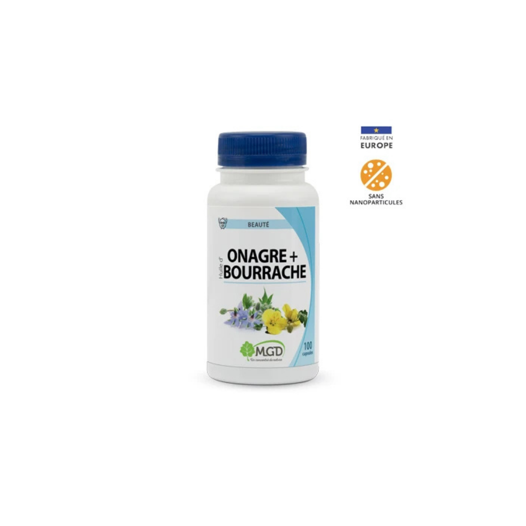Onagre + Bourrache (huiles + vitamine E) 100 capsules - MGD
