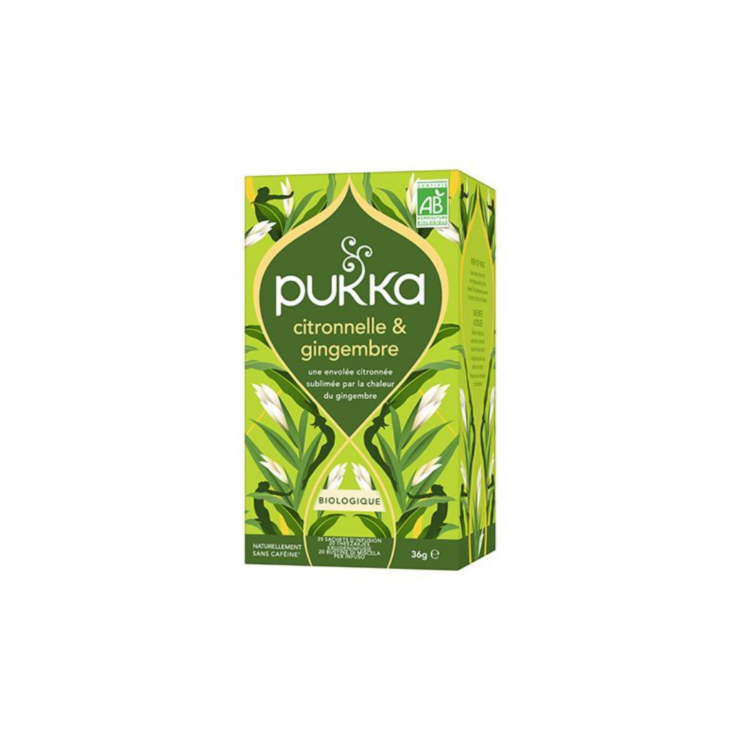 Infusion citronnelle gingembre 20 sachets - PUKKA
