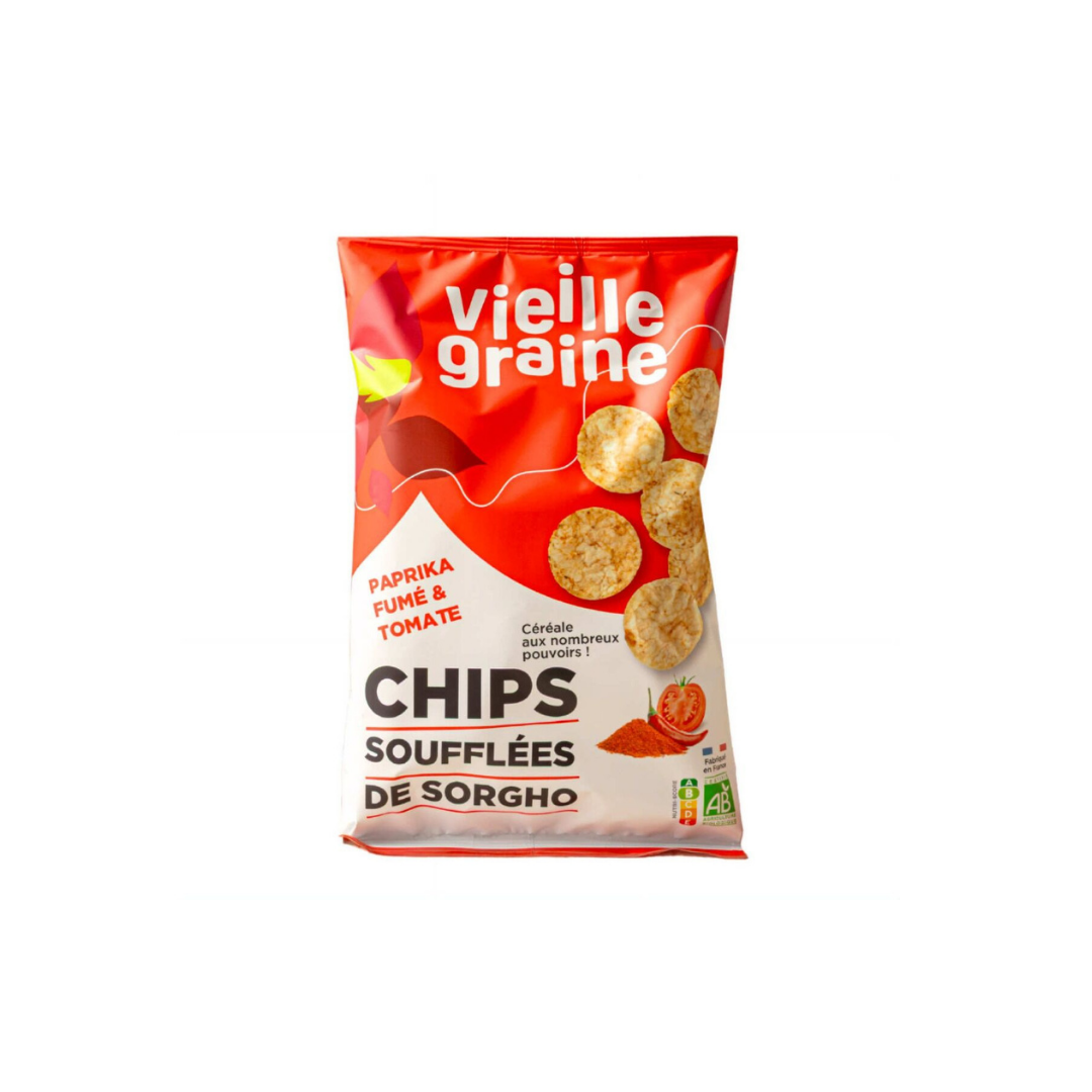 Chips soufflées de sorgho saveur paprika fumé & tomate 60g - VIEILLE GRAINE