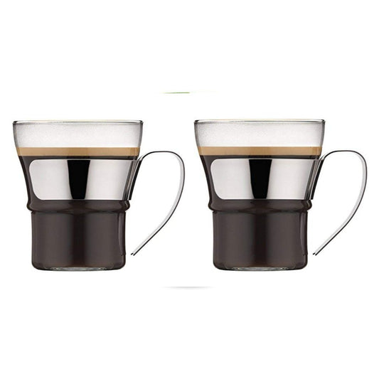 Assam Set de 2 Verres à Thé avec Anse en Inox Brillant 300ml - BODUM