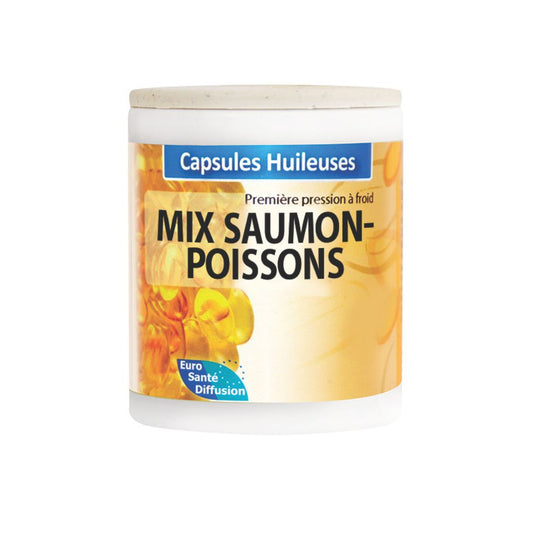 Mix Saumon-Poissons 500mg + Vit E 100 Capsules Huileuses EURA SANTE DIFFUSION