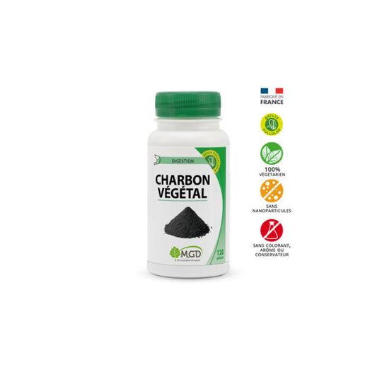 Charbon Végétal Activé 120 gélules 190mg - MGD