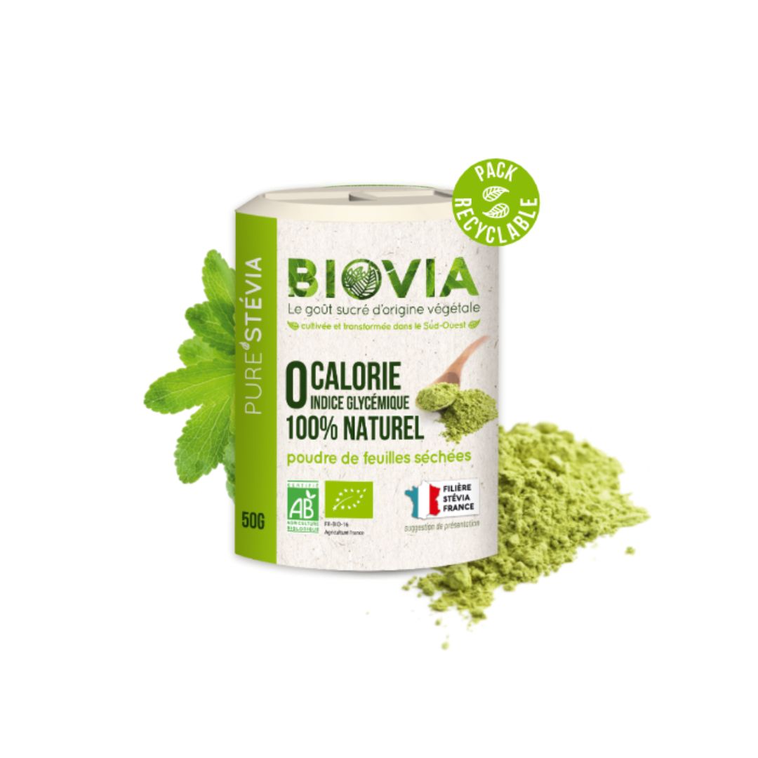 Stévia Poudre de Feuilles Séchées  50g - BIOVIA