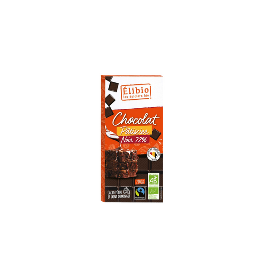 Tablette chocolat noir 72% 100g - ELIBIO