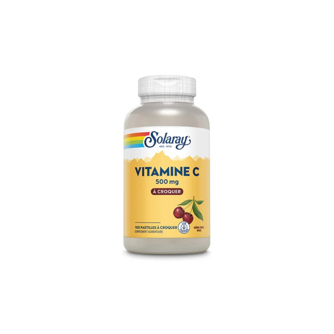 Vitamine C à Croquer 100 Pastilles 500mg - SOLARAY